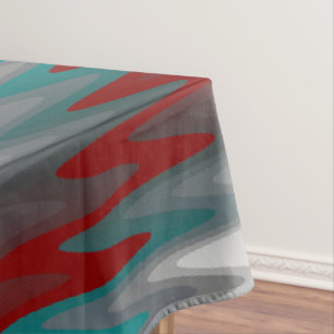 teal burgundy grey waves tablecloth