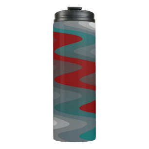teal burgundy grey waves thermal tumbler