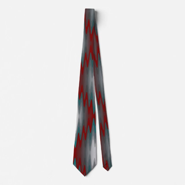teal burgundy grey waves tie (Front)