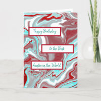 Teal Burgundy Marble Fluid Art Happy Birthday Aunt