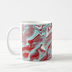 Teal, Burgundy, Red and White Marble Swirls Coffee Mug