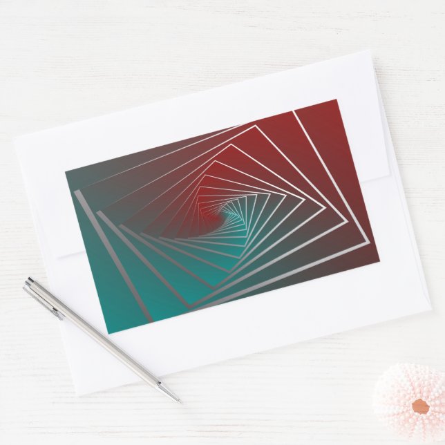 teal burgundy spin rectangular sticker (Envelope)