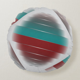 Teal burgundy spinning round cushion