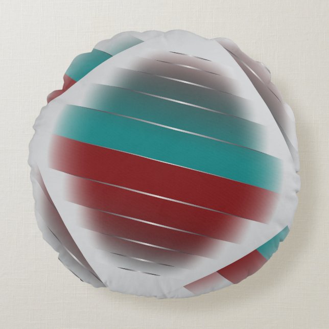 Teal burgundy spinning round cushion (Front)
