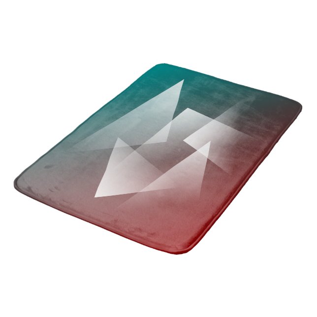 teal burgundy white bath mat (Angled)