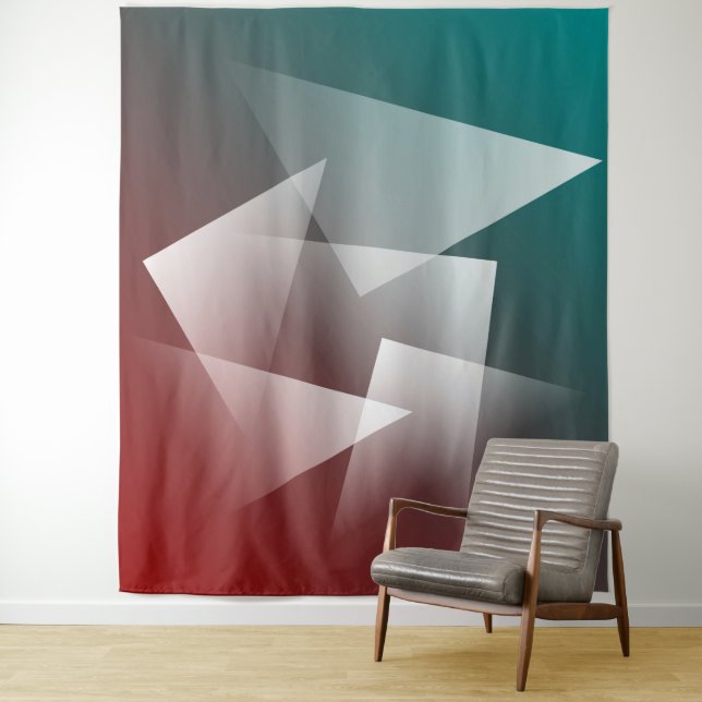 teal burgundy white tapestry (In Situ)