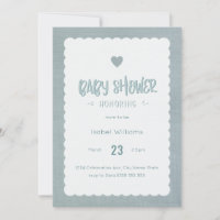 Teal Burlap Baby Shower Invitation - Blank Reverse