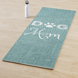 Teal Burlap Dog Mum Yoga Mat