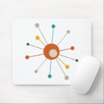 Teal Burnt Orange Atomic Age Starburst Mid Century Mouse Pad<br><div class="desc">This colourful mid century modern mouse pad features an atomic starburst in teal blue,  burnt orange,  yellow,  tan,  and black. So fun to add to your desk!</div>