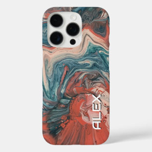 Teal, Burnt Orange & Cream Marbled Swirl  iPhone 16 Pro Case
