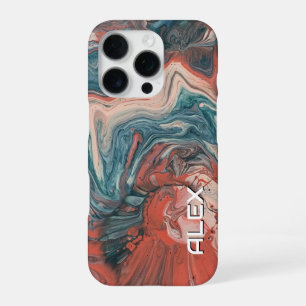 Teal, Burnt Orange & Cream Marbled Swirl iPhone 16 Pro Case