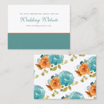 Teal Burnt Orange Floral Boho Wedding Website