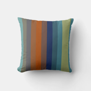 Teal & Burnt Orange Horizontal Stripes Cushion