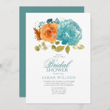 Teal Burnt Orange Terracotta Floral bridal shower