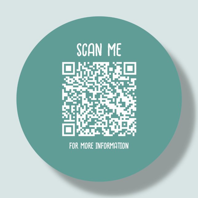 Teal | Business QR Code Scannable Classic Round Sticker (Creator Uploaded)