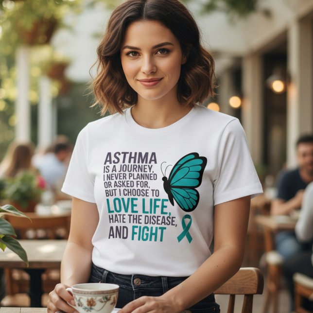 Teal Butterfly Asthma Awareness Tri-Blend Shirt (Creator Uploaded)