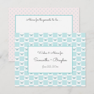 Teal Butterfly + Dots Baby Shower Advice Cards