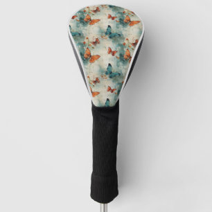 Teal Butterfly English Garden Vintage Floral Golf Head Cover