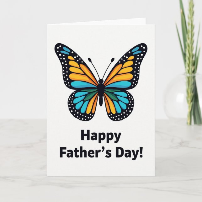 Teal Butterfly Fathers Day Card (Front)