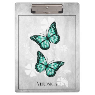 Teal Butterfly Floral Clipboard