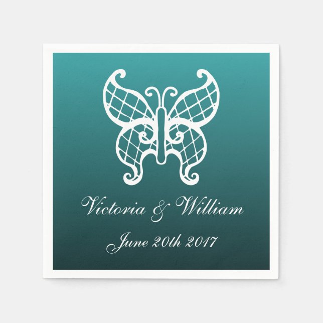 Teal Butterfly Napkins (Front)
