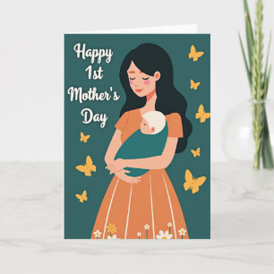 Teal Butterfly Pattern Card
