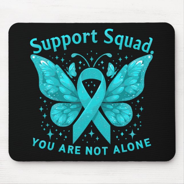 Teal Butterfly Support Squad Cervical Cancer Aware Mouse Pad (Front)