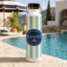 Teal Cabana Stripe Insulated Water Bottle