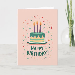 Teal Cake Birthday Card