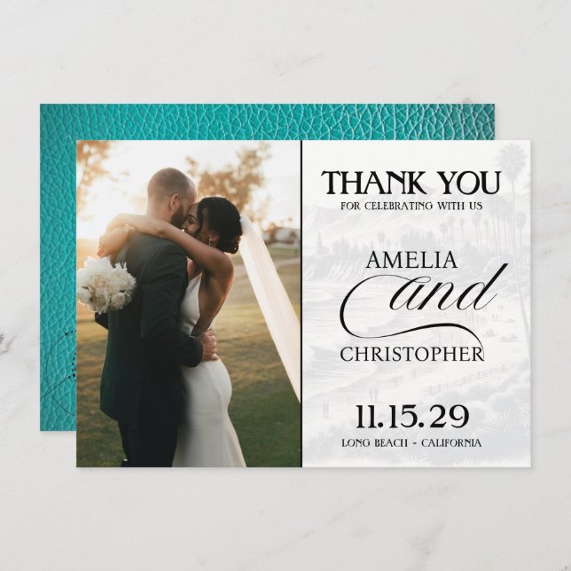 Teal California Passport Thank You Card (Front/Back)