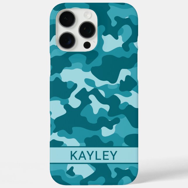 Teal Camouflage Personalized Case-Mate iPhone Case (Back)