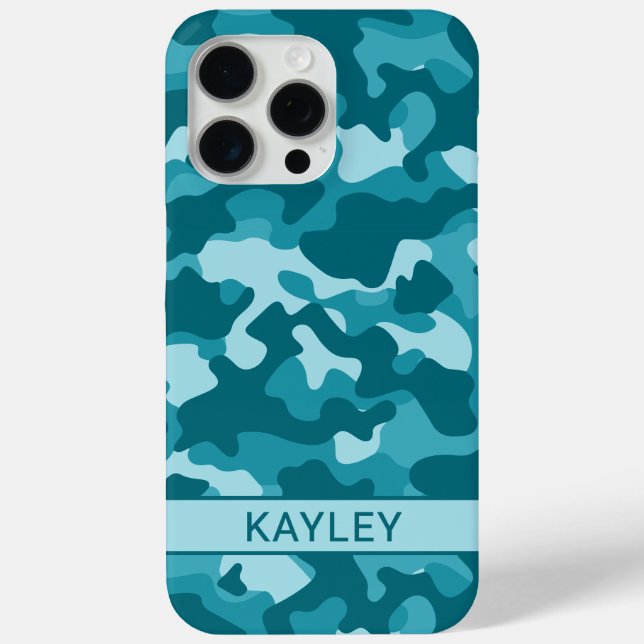 Teal Camouflage Personalized Case-Mate iPhone Case (Back)