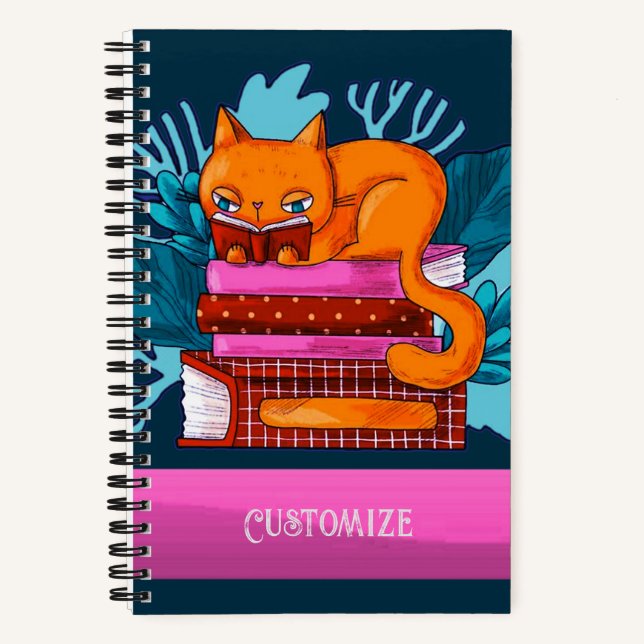 Teal Cat Approved Books Custom Notebook (Front)