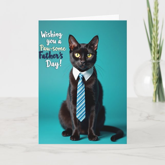 Teal Cat Fathers Day Card (Front)
