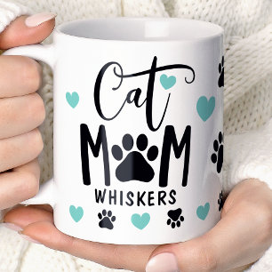 Teal Cat Mum Pawprint Personalised Pet Photo Coffee Mug