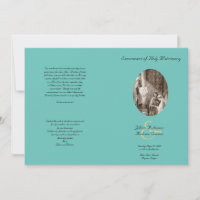 Teal Catholic Folded Wedding Program Template