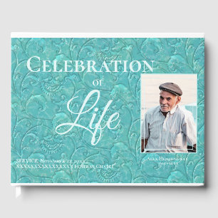 Teal Celebration Of Life Photo Guest Book