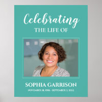 Teal Celebration Of Life with Photo Funeral