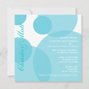 Teal Champagne Bubbles Modern Wedding Invitation