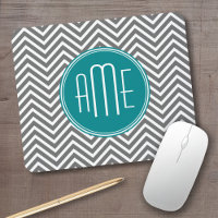 Teal Charcoal Chevrons Custom Monogram