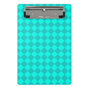 Teal Chequered Diamond Pattern Mini Clipboard