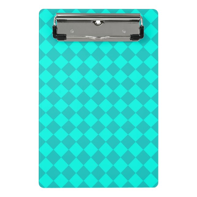 Teal Chequered Diamond Pattern  Mini Clipboard (Front)