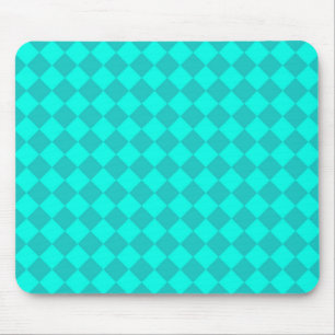Teal Chequered Diamond Pattern Mouse Pad
