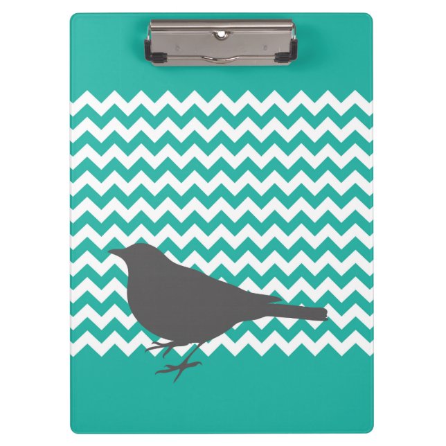 Teal Chevron Bird - Clipboard (Front)