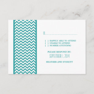 Teal Chevron Border RSVP Card