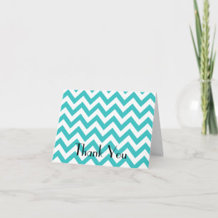 Teal Chevron Folded Thank You Card