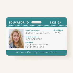 Teal Chevron Homeschool Educator ID Badge