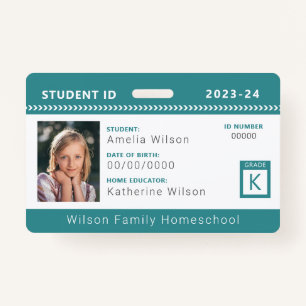 Teal Chevron Homeschool Student ID Badge