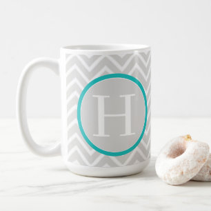 Teal Chevron Monogram Coffee Mug