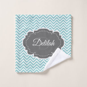 Teal Chevron Personalised Bath Towel Set